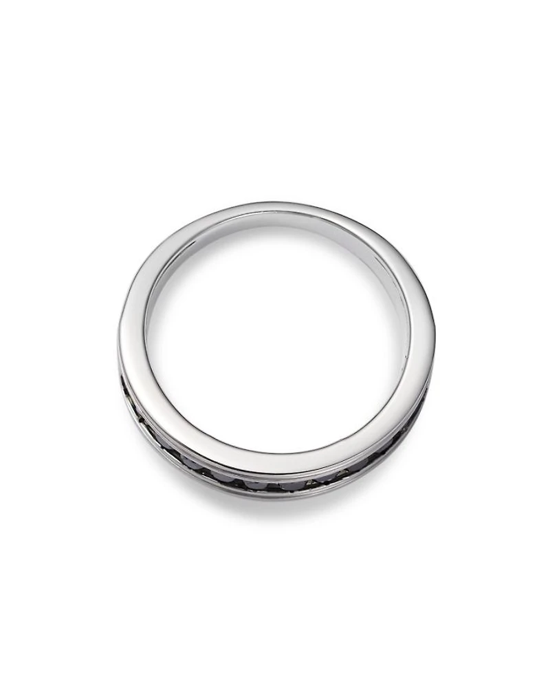 Men's Black Diamond Band in 14K White Gold, 0.60 tcw