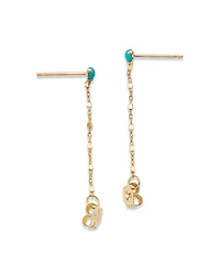 14K Gold Turquoise & Chain Drop Earrings