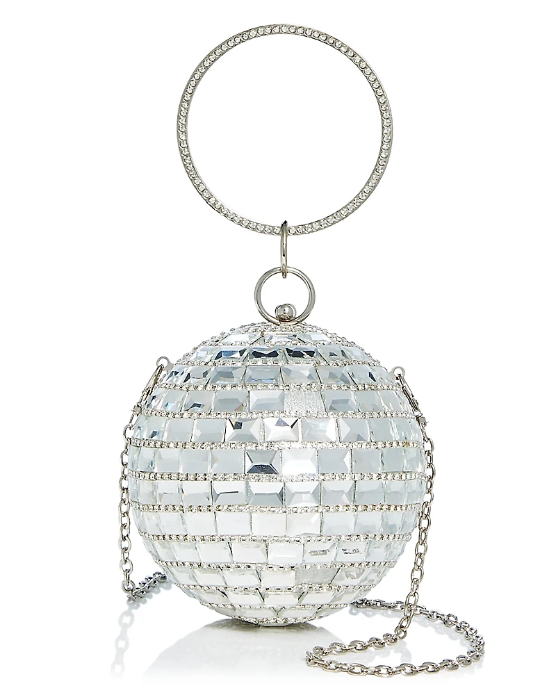 Aqua Embellished Disco Ball Clutch - Exclusive