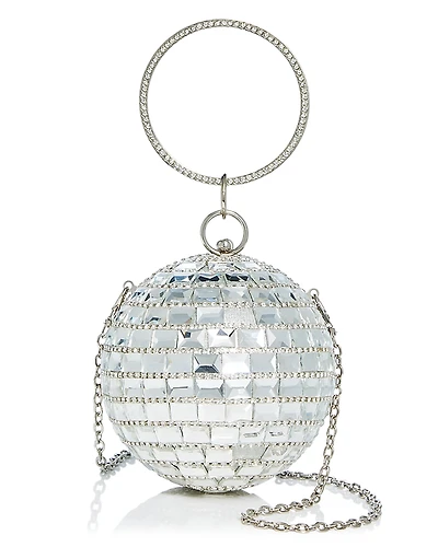 Aqua Embellished Disco Ball Clutch - Exclusive