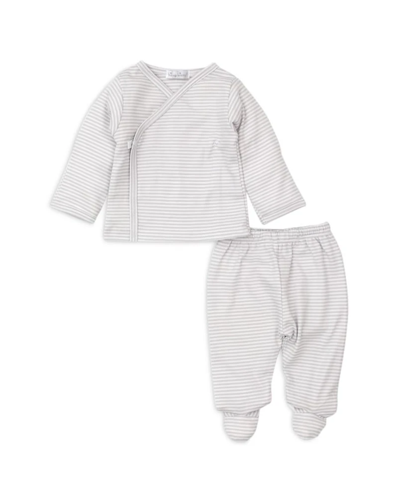 Unisex Cotton Striped Shirt and Footed Pants Set - Baby