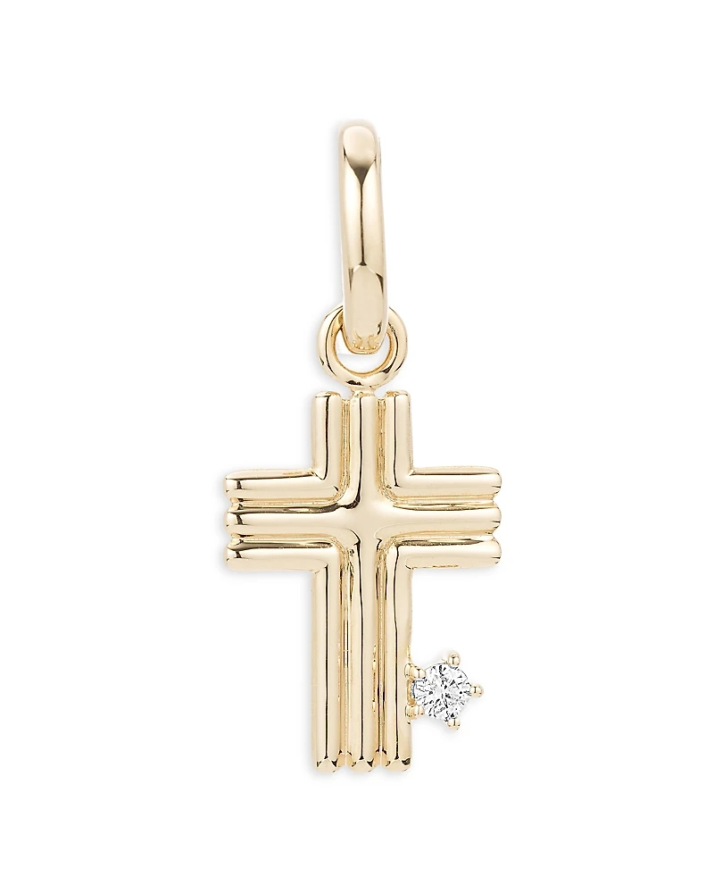 Adina Reyter 14K Yellow Gold Groovy Diamond Cross Pendant