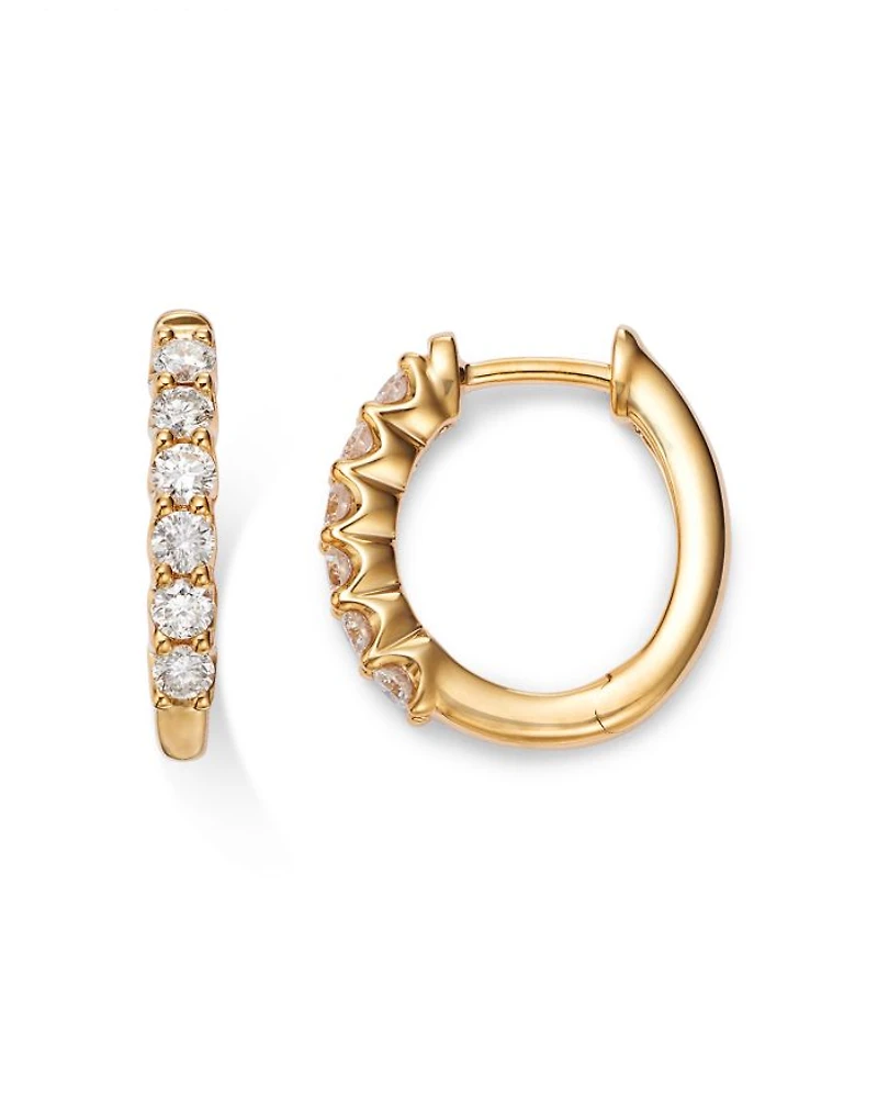 Diamond Small Hoop Earrings 14K Gold, 0.34 tcw
