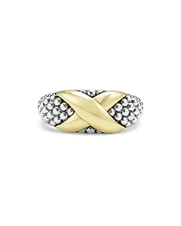 18K Yellow Gold & Sterling Silver Embrace X Caviar Bead Statement Ring