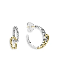 Lagos 18K Yellow Gold & Sterling Silver Caviar Lux-Clip Diamond Hoop Earrings - Exclusive