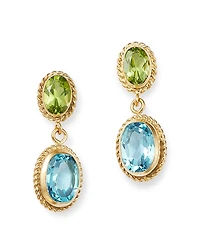 Bloomingdale's Fine Collection Peridot & Blue Topaz Double Drop Earrings