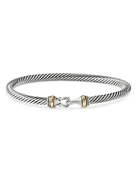 Buckle Classic Cable Bracelet Sterling Silver with 18K Yellow Gold, 4mm