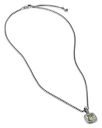 Petite Albion® Pendant Necklace in Sterling Silver with Prasiolite and Diamonds, 7mm