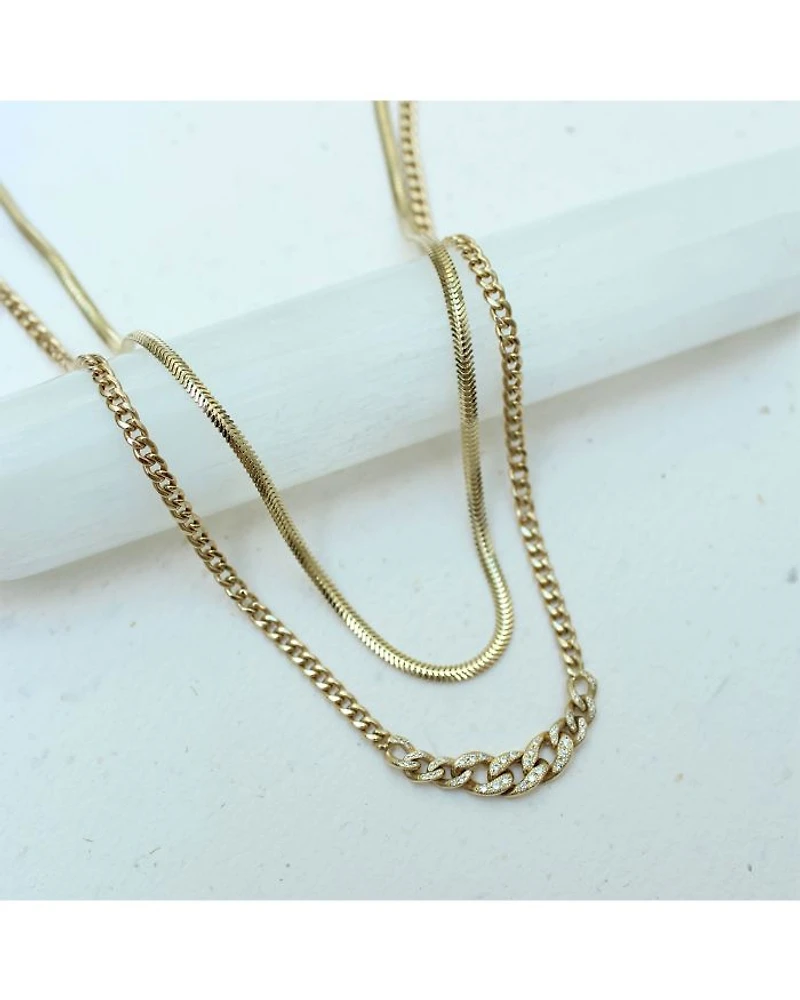 14K Yellow Gold Heavy Metal Snake Link Chain Necklace, 14-16"