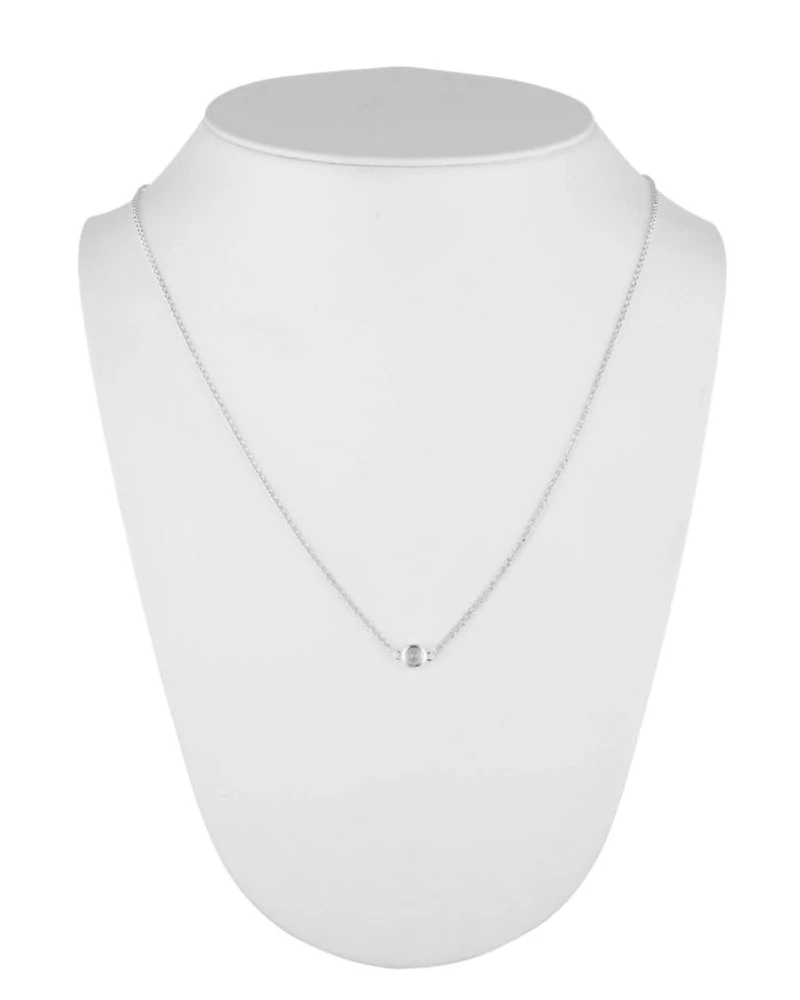 Sterling Silver & Bezel Set Cubic Zirconia Pendant Necklace, 15"-18"