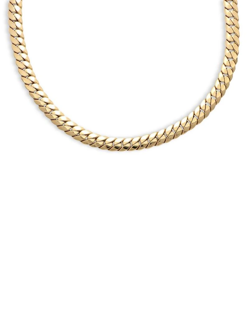 14K Yellow Gold Herringbone Curb Link Necklace, 18"