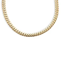 14K Yellow Gold Herringbone Curb Link Necklace, 18"
