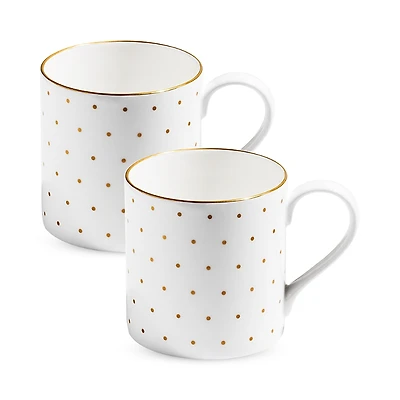 Richard Brendon Polka Gold Large Mug, Set of 2