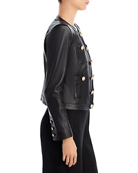Jayde Leather Open Front Jacket
