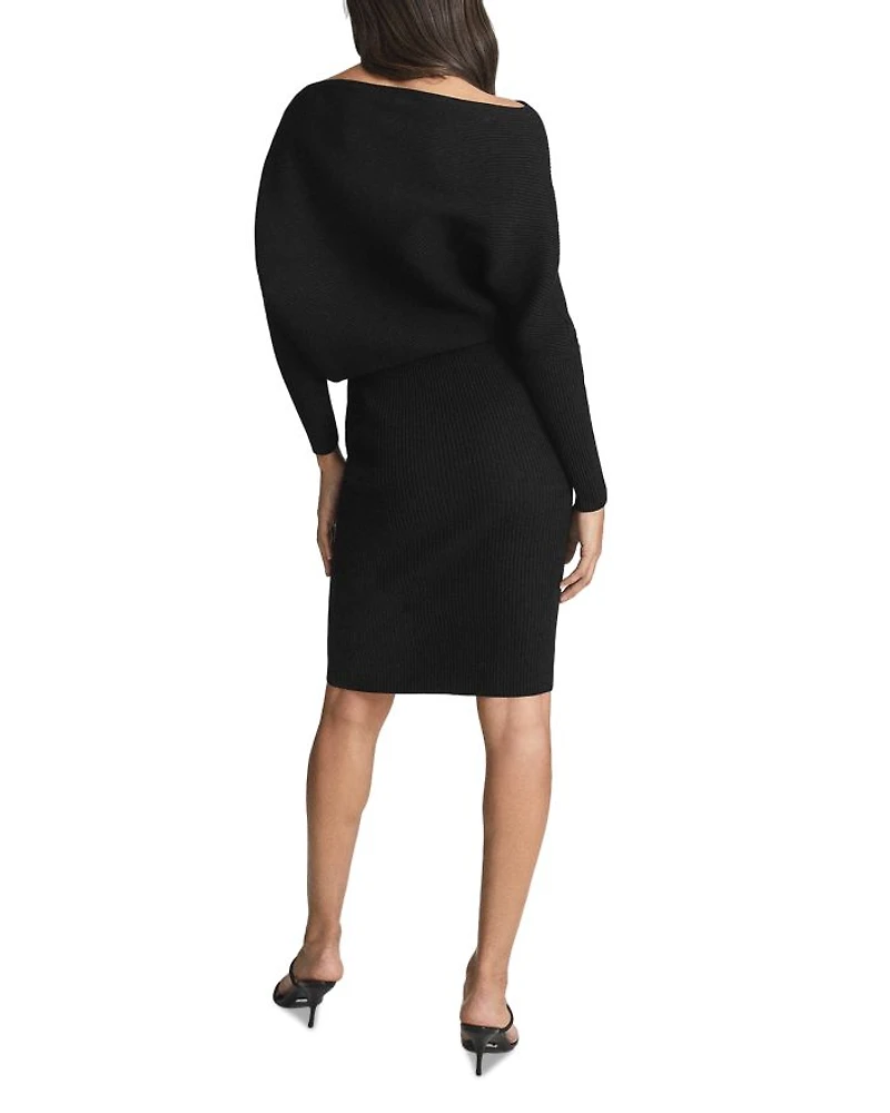 Lara Off-The-Shoulder Ribbed Midi Dress