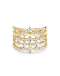 Diamond Multirow Statement Ring in 14K Yellow Gold, 1.0 tcw