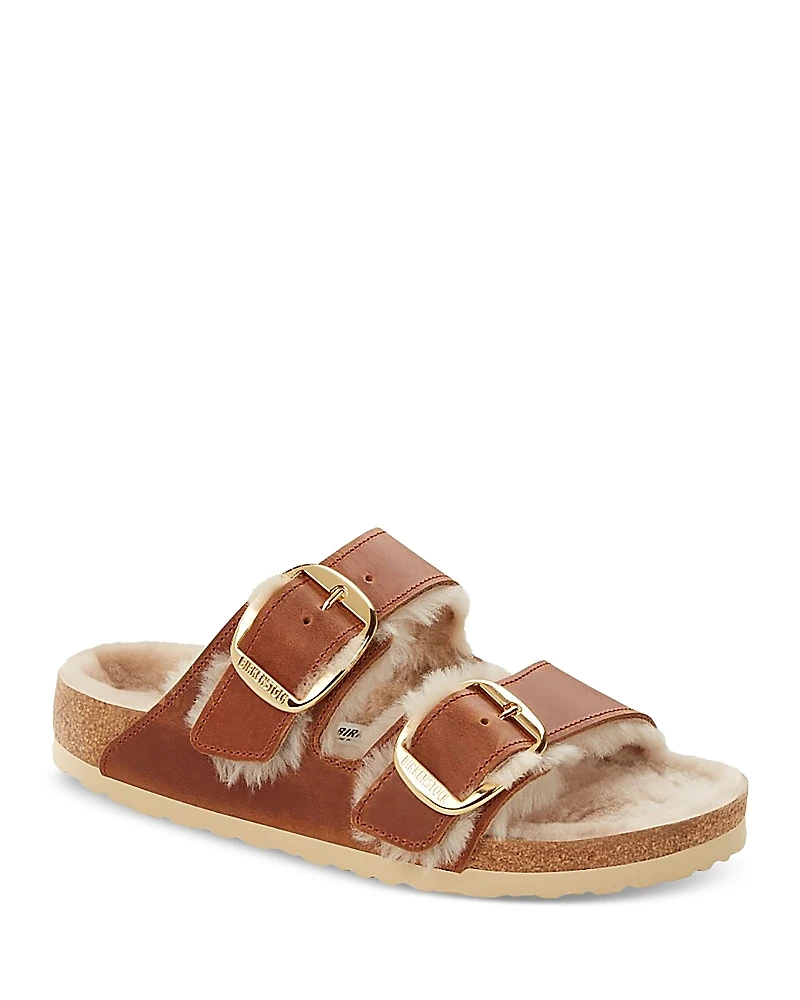 Birkenstock Women's Big Buckle Arizona Shearling Slide Sandals