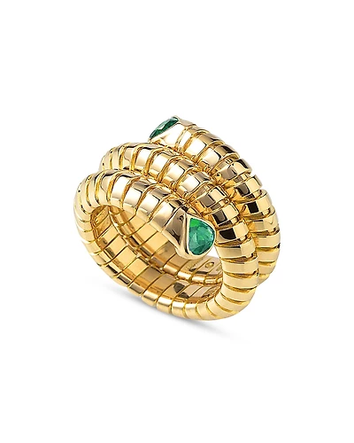 Marina B 18K Yellow Gold Trisola Emerald Coil Ring