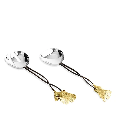 Michael Aram Golden Ginkgo Servers, Set of 2