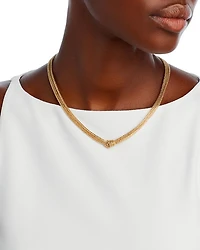 14K Yellow Gold Multi Layer Mesh Knotted Collar Necklace, 18"