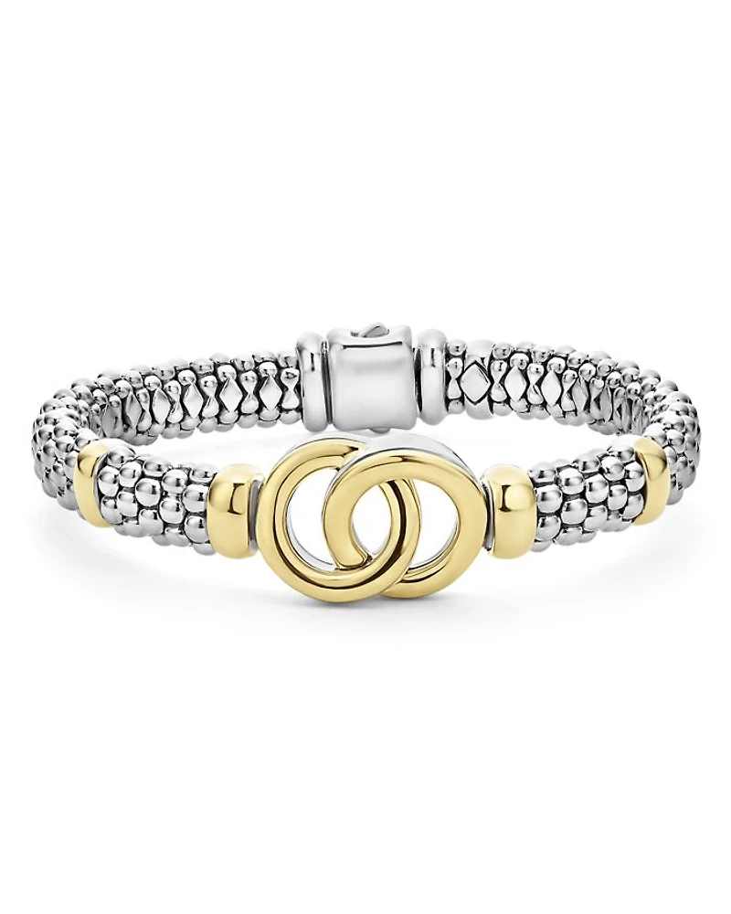 18K Yellow Gold & Sterling Silver Signature Caviar Interlocking Circle Beaded Bracelet