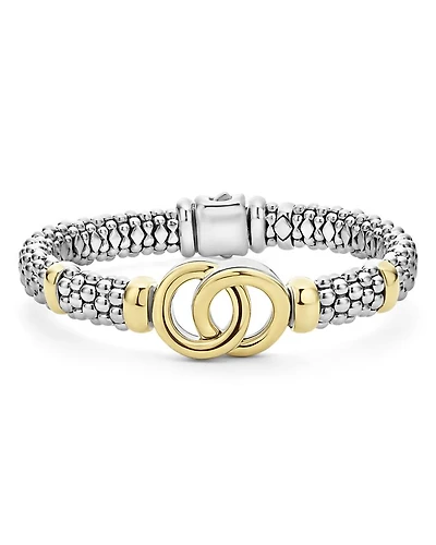 18K Yellow Gold & Sterling Silver Signature Caviar Interlocking Circle Beaded Bracelet