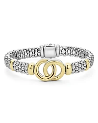 18K Yellow Gold & Sterling Silver Signature Caviar Interlocking Circle Beaded Bracelet