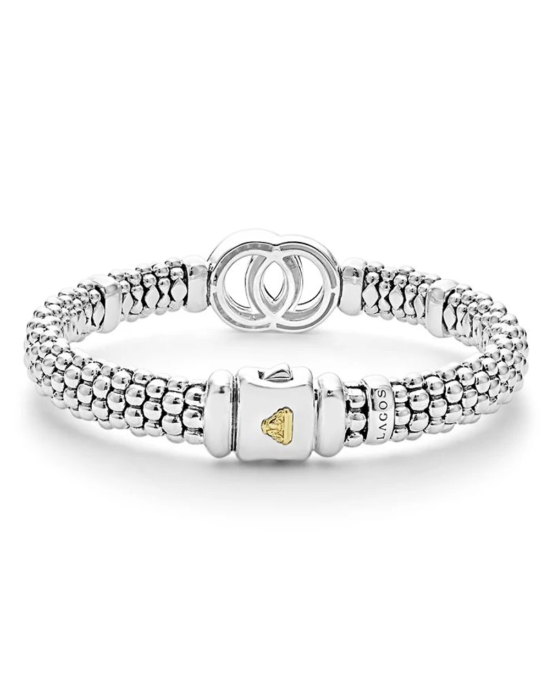 18K Yellow Gold & Sterling Silver Signature Caviar Diamond Interlocking Circle Beaded Bracelet