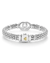 18K Yellow Gold & Sterling Silver Signature Caviar Diamond Interlocking Circle Beaded Bracelet