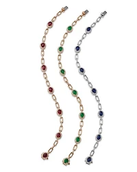 Precious Stone and Diamond Halo Link Bracelet Collection