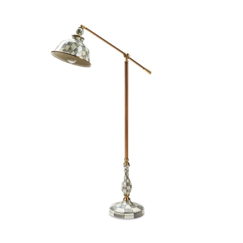 Sterling Check Enamelware Reading Floor Lamp