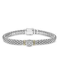 18K Yellow Gold & Sterling Silver Rittenhouse Diamond Cluster Caviar Rope Bead Bracelet