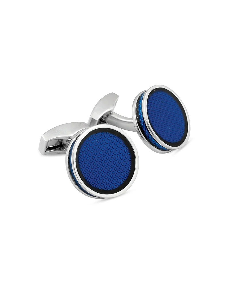 Tateossian Palladium Enamel Round Cufflinks