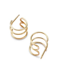 14K Yellow Gold Triple Wire Cuff Earrings