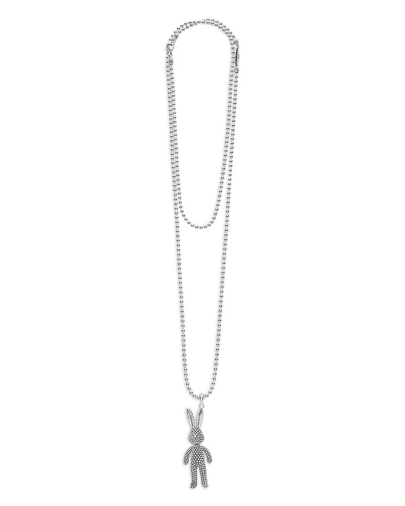 Sterling Silver Rare Wonders Karat Rabbit Pendant Necklace, 34"