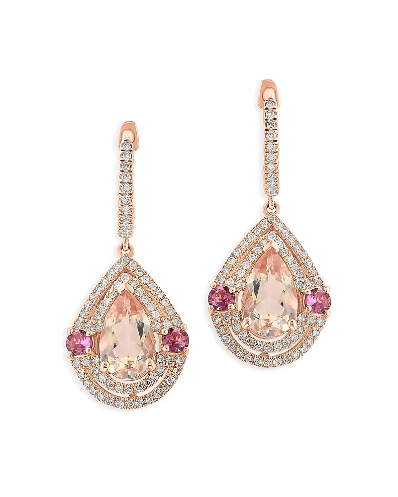 Bloomingdale's Fine Collection Pink Tourmaline, Morganite & Diamond Drop Earrings