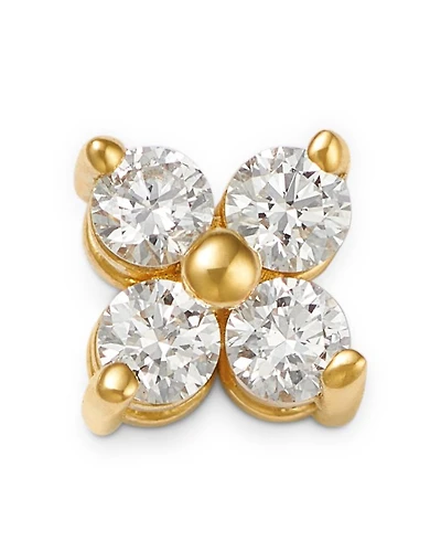 14K Yellow Gold Prong Diamonds Diamond Flower Single Stud Earring