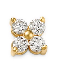 14K Yellow Gold Prong Diamonds Diamond Flower Single Stud Earring