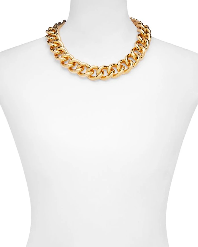 Chunky Chain Link Collar Necklace in 18K Gold Plated, 18.5"