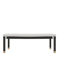 Amara Woven Rattan Performance Fabric Bench in Charcoal