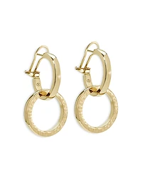 L. Klein 18K Yellow Gold Duetto Interlocking Hammered Circle Drop Hoop Earrings