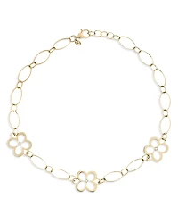 L. Klein 18K Yellow Gold Fiore Diamond Openwork Flower Link Collar Necklace, 16-18