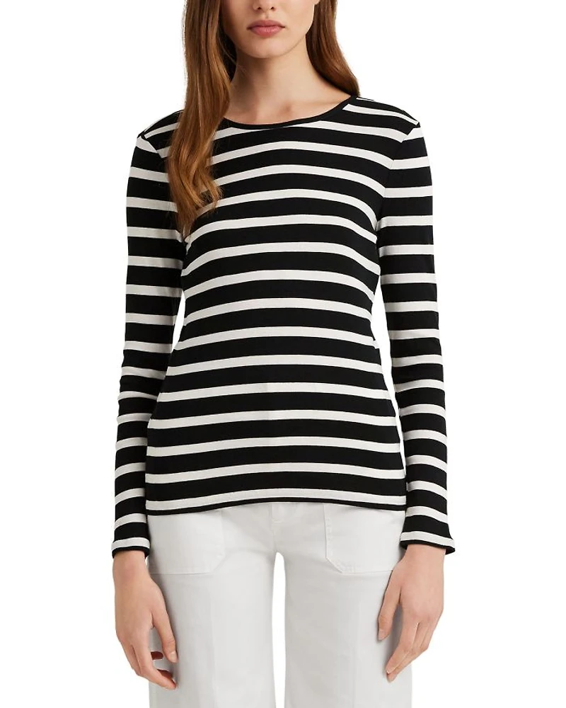 Cotton Long Sleeve Striped Tee