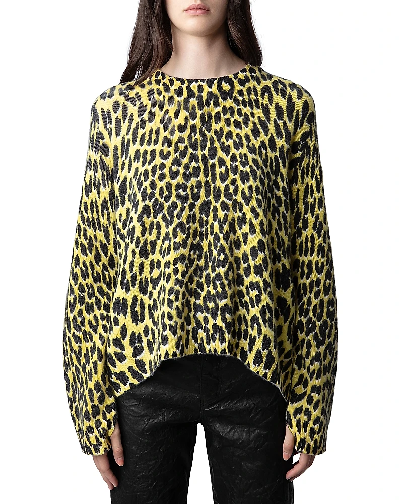 Zadig & Voltaire Markus Cashmere Leopard Print Sweater