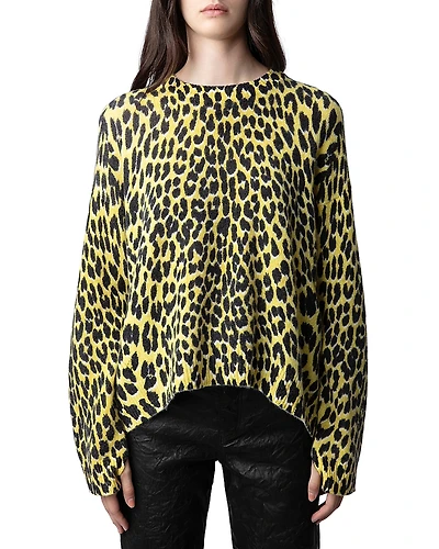 Zadig & Voltaire Markus Cashmere Leopard Print Sweater