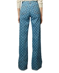 Anna Paisley Mid Rise Bootcut Jeans Blue