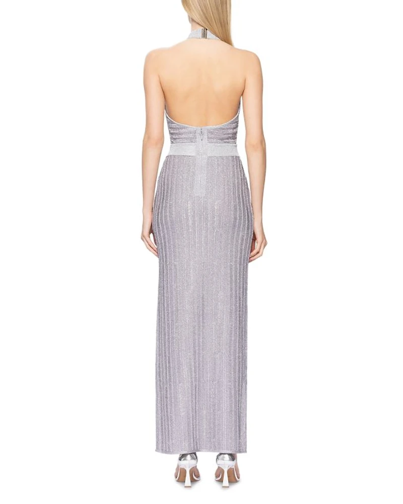 Halter Eyelash Knit Gown
