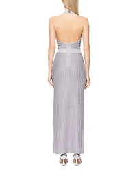 Halter Eyelash Knit Gown