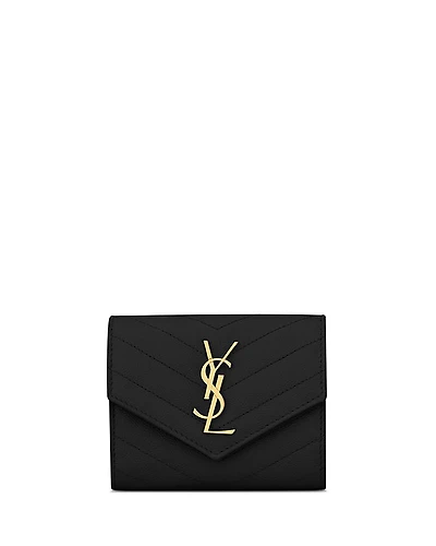 Saint Laurent Cassandre Matelasse Compact Tri Fold Wallet
