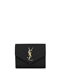Saint Laurent Cassandre Matelasse Compact Tri Fold Wallet